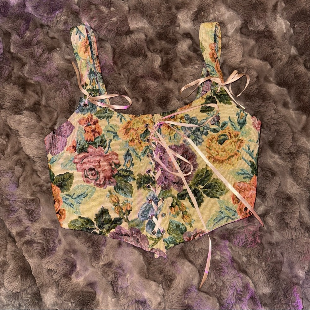 Vintage Style Floral Bustier